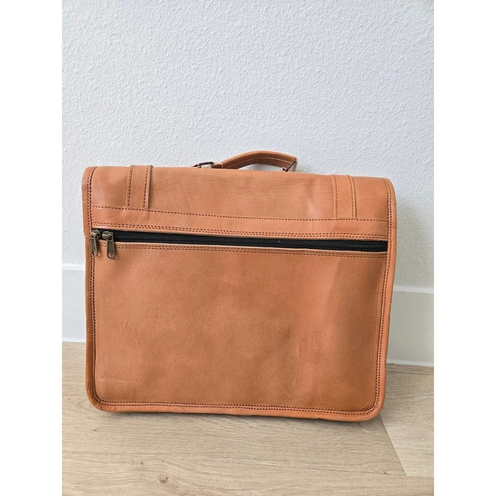 Hulsh Leather Bags Tan Leather Messenger Satchel Briefcase Handcrafted
